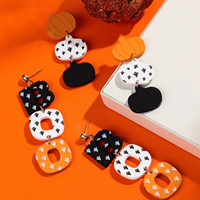 Funky mignon fantôme imprimer Orange citrouille Boo lettre gland boucle d'oreille mignon effrayant Halloween longues boucles d'oreilles en acrylique pour femmes filles