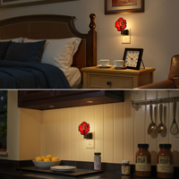 Veilleuse LED Rose Rouge LOHAS, Lumière Blanche Chaude, Capteur Crépusculaire, Lampe de Chevet Rose pour Adultes et Enfants, Idéale pour Chambre et Couloir