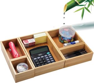 5-mảnh tre ngăn kéo tổ chức thiết lập kích cỡ khác nhau rác đa-sử dụng hộp lưu trữ thường vụ loại cho văn phòng hoặc thực phẩm lưu trữ - Product Image 3