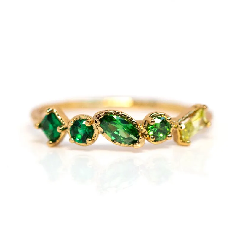Milskye colorido mês birthstone esmeralda anel aniversário presente mulheres casamento anéis