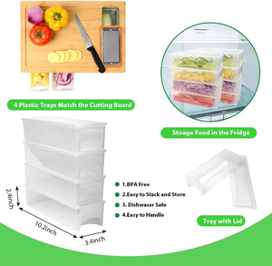 Grande planche à découper multifonctionnelle en bambou avec 4 compartiments, blocs à découper pour légumes, plateau en bois, blocs à découper pour boucher - Product Image 4