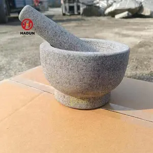 Mortier de pilon à l'ail en pierre de granit de marbre naturel personnalisé avec pilon pour cuisine