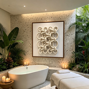 Arte de pared enmarcado con nudo de macramé decorativo interior elegante hecho a mano para decoración del hogar - Product Image 1
