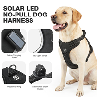 Nouveauté : Harnais de sécurité pour chien de luxe, respirant, réglable, réfléchissant, sans traction, avec éclairage LED solaire et rechargeable par Type-C