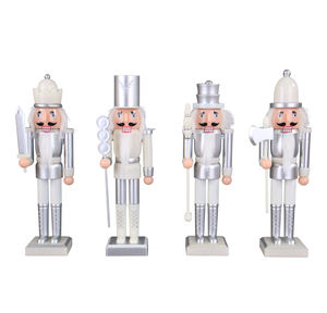 Zaves 24CM Noël <span class=keywords><strong>Casse</strong></span>-<span class=keywords><strong>Noisette</strong></span> Soldat Classique <span class=keywords><strong>Argent</strong></span> <span class=keywords><strong>Blanc</strong></span> Nouvel An Fête Fournitures Matière Plastique Décoration Usine - Product Image 1
