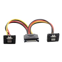 90 °   Cable divisor de alimentación SATA de ángulo recto macho a hembra 1 a 2 con clip de resorte