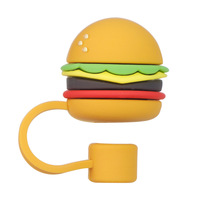 Couvre-pailles absorbants à thème alimentaire, best-sellers, en PVC 3D, design de dessin animé en gel souple, anti-poussière, pour hamburger et frites