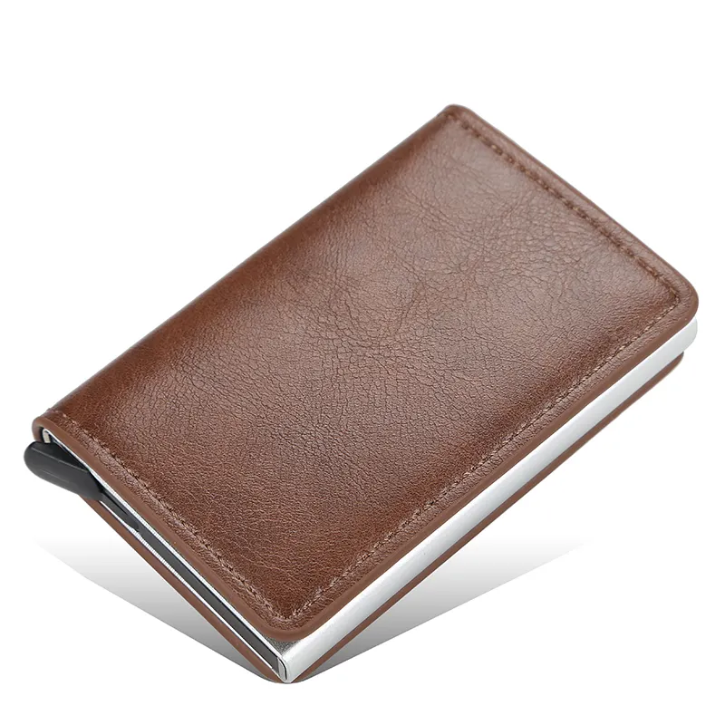 Vertical Bifold Rfid pu leather men's wallet