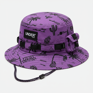 مخصص معسكر المشي الصيد حافة واسعة الرجال البوليستر النايلون قبعة شبكة تكتيكية دلو ركوب الأمواج قبعة Boonie مع سلسلة - Product Image 6