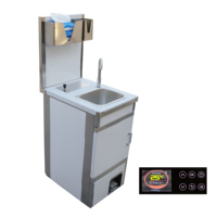 Lavabo portable en acier inoxydable avec robinet chauffant, réservoir d'eau chaude, roulettes à 2 roues, facile à nettoyer, pour lavage des mains en extérieur