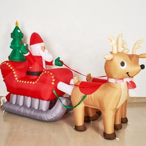 Décoration de Noël gonflable d'extérieur de 7 pieds de long, Père Noël gonflable sur traîneau avec rennes - Product Image 5