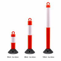 Borne de sécurité routière flexible auto-redressante en PE de 20 pouces (500 mm) avec base en caoutchouc, réfléchissante, pour parking et signalisation au sol