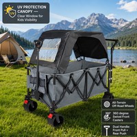 Chariot utilitaire pliable avec auvent, chariot utilitaire robuste pliable, chariot de jardin avec roues, chariot de camping tout-terrain