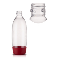 Calidad adecuada 38mm Tamaño del cuello 500ML 1L Soda Stream botella de agua sin BPA PET botella de plástico para hacer soda con tapón de rosca de PP gris