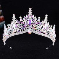 Diadème baroque européen multicolore avec strass, couronne scintillante en cristal, diadèmes creux de couleur unie, pointe supérieure, couronne de princesse