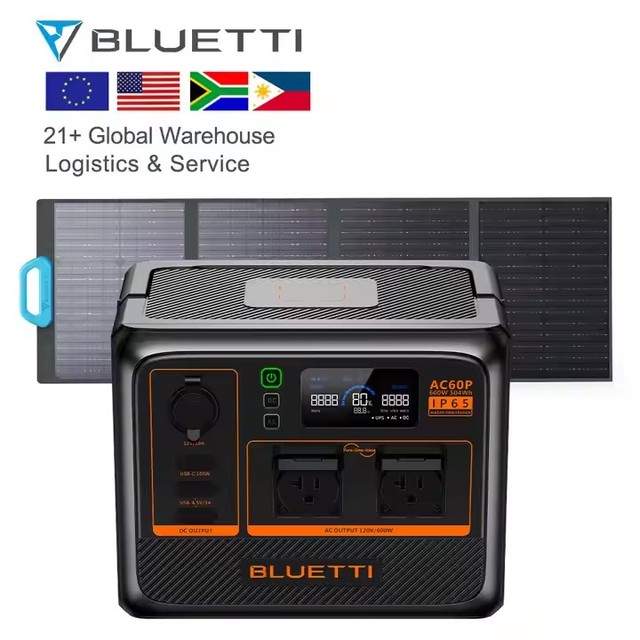 Bluetti AC60P Portable Solar Generator PV120 Solar Panels Off Grid Power Station for Camper Power Station 110v 220v Ac Portable