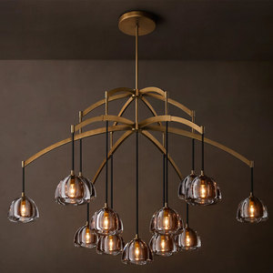 60" Large Round Industrial Restaurant Living Room Chandelier Big Modern Luxury Brass Crystal Chandelier For Hotel - Product Image 1