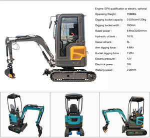 CE EPA Motor FRETE GRÁTIS 1.5 Ton Escavadeira Compacta Mini Digger Escavadeira De Esteira Hidráulica Preços para Venda - Product Image 3