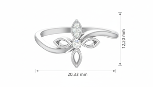 Bague élégante pour femme en or 14 carats et diamants naturels taille brillant rond, motif floral |   Plaqué or 0,05 carats - Product Image 2