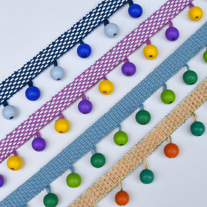 Nouveau style européen petite perle en bois multicolore <span class=keywords><strong>rideau</strong></span> dentelle couche coquille long pompons franges décoration frange - Product Image 2