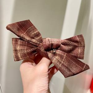 Pince à cheveux rétro en tissu à carreaux avec nœud papillon pour femmes, Style décontracté, haute qualité - Product Image 2