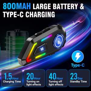 Casque de moto C5 avec interphone Bluetooth, haut-parleur avec double micro, 800 mAh, étanche IPX5, sans fil, mains libres, appel, casque - Product Image 5