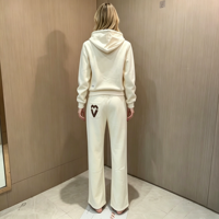Ensemble de survêtement QZFSO personnalisé avec logo, 2 pièces, pantalon et sweat-shirt court en coton de haute qualité, coupe ample, pour femmes