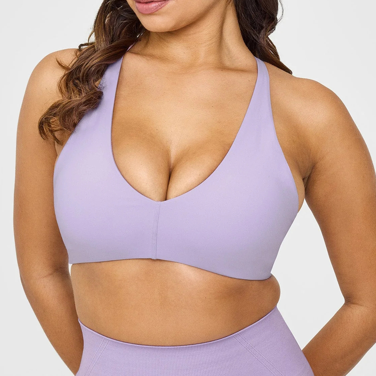 Wholesale V Neck Yoga Sport Bra Top Fitness High Quality Women Activewear Running Workout Crossover Sports Bra