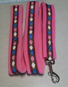 Arnés para Perro con Forro Polar y Diseño de Rombo en Rosa, Marrón y Azul, con Correas a Juego para Pasear Perros - Product Image 3
