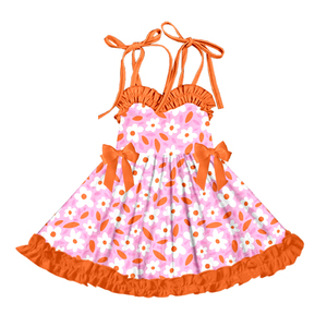 Vestido de Tirantes con Volantes y Lazo para Niñas, Vestido de Verano Infantil con Estampado Completo - Product Image 4