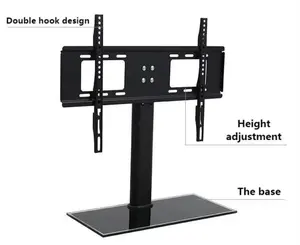 Modern Latest Design Universal Table Top TV Stand with Height Adjustable Glass TV Mount for 32-55" Screen