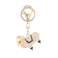 Porte-clés Mouton en Métal Plaqué Or avec Strass Brillants, Pendentif de Sac de Luxe, Décoration Suspendue pour Voiture