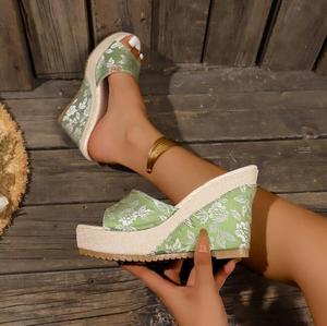 Sandalias de verano de cuña para mujer con suela gruesa y tacón alto, sandalias tipo pantufla suaves de verano para mujer - Product Image 3