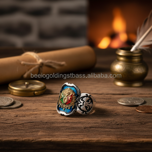 925 Sterling <b>Silver</b> Ottoman Arms Blue Enamel <b>Men</b> <b>Ring</b> Kayi <b>Ring</b> Dirilis Ertugrul <b>Ring</b> - Product Image 3