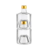 Bouteille en verre cristallin à fond plat, transparente, avec bouchon à vis demi-jin, scellée, couleur personnalisable, empilable, pour jus de fruits, vin et boissons énergisantes