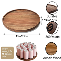 Plateau de service en bois personnalisé, grand plateau circulaire en bois 360 °   Plateau tournant en bois pour cuisine, plateau de service rond en bois