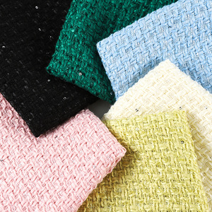 Sequin Tweed <strong>Boucle</strong> Fabric <strong>White</strong> Women's Tweed Sequin Style Woolen Fabric Knitted Plain Sequin Plaid for Home Textile Use - Product Image 1