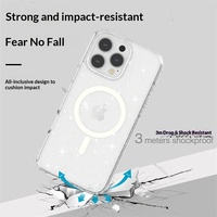 Nouvelle coque de téléphone en acrylique pailleté pour 17 Pro Max 16 Plus 14/15, avec fixation magnétique, résistante aux chutes et au pressage à chaud