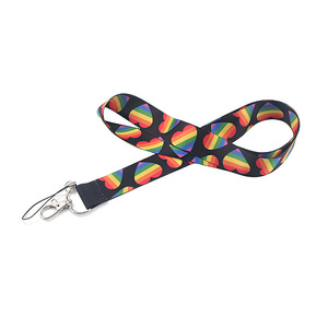 2025 Hot Bán Cầu Vồng Tim Cổ Dây Buộc Lgbt Gay Niềm Tự hào Cầu Vồng <span class=keywords><strong>Polyester</strong></span> Dây Buộc Cho Id Chủ Thẻ Đảng Dây Buộc - Product Image 2