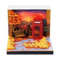 Bloc-notes 3D Paysage du Fleuve Seine, Calendrier, Cabine Téléphonique au Coucher du Soleil, Décoration de Bureau, Papeterie, Souvenir, Article Cadeau