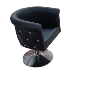Fauteuil de salon hydraulique <span class=keywords><strong>noir</strong></span> capitonné avec boutons en <span class=keywords><strong>strass</strong></span> et base chromée 360° °   <span class=keywords><strong>Chaise</strong></span> de coiffeur pivotante avec repose-pieds - Product Image 5