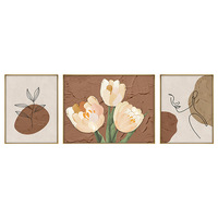 Peinture murale moderne abstraite pour salon, triptyque floral, peinture en porcelaine cristalline