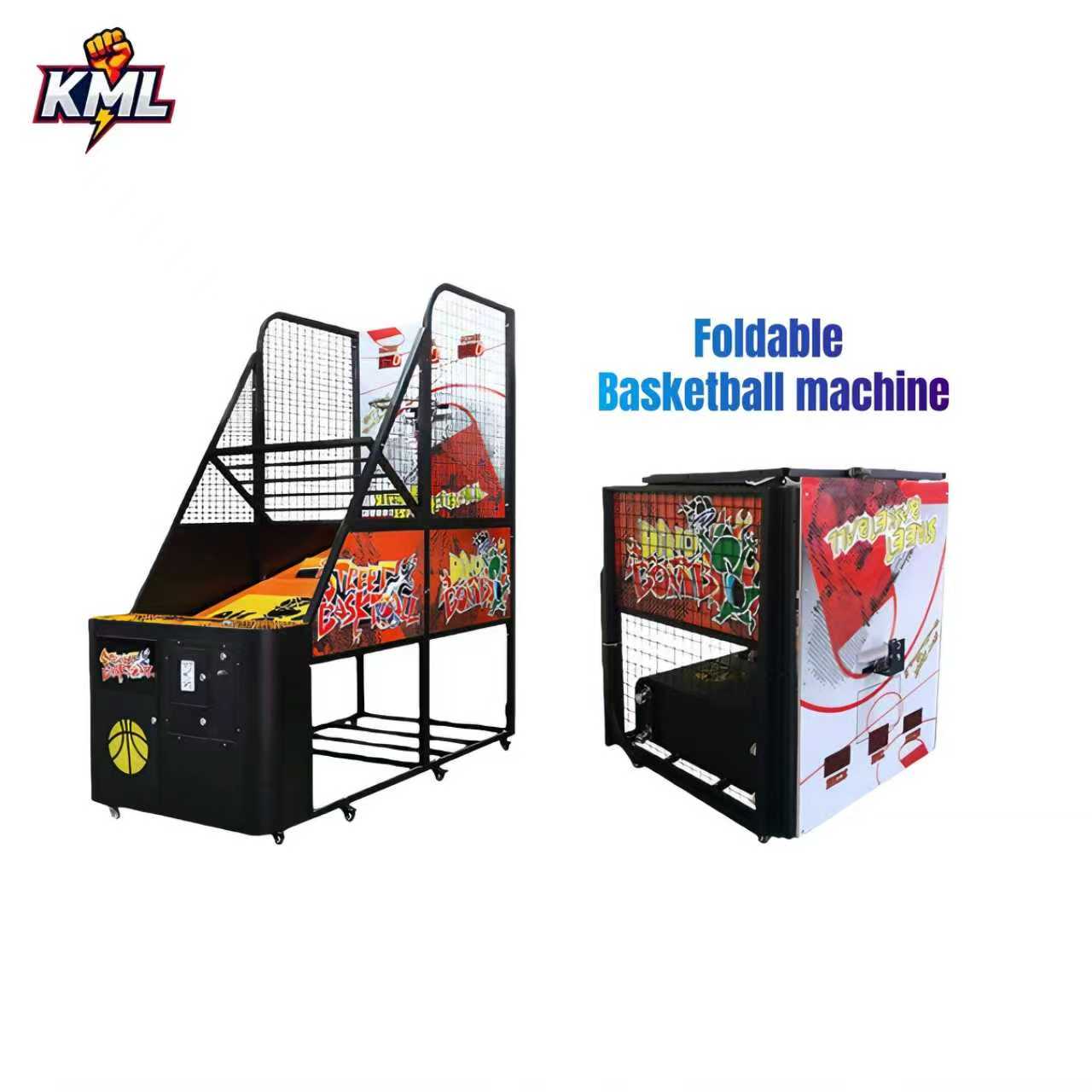 Hot Sale Coin Operated Foldable Street Basketball Arcade Game Machine Basketball Shooting Training Machine English CE Certified