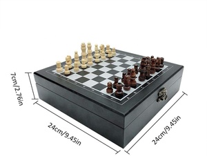 Bộ Cờ Bằng Gỗ 4 Trong 1, Poker, Xúc Xắc, Domino Với Hộp Đựng Gấp, Bàn Cờ Du Lịch - Product Image 4