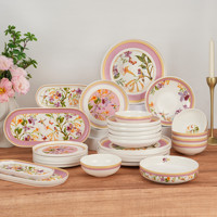 29 pièces de vaisselle en céramique personnalisée avec logo imprimé floral, assiettes, bols, maison, cuisine, hôtel, restaurant, cadeau unique