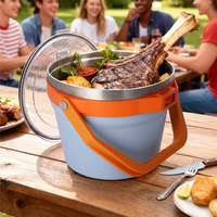 Seau à glace pour barbecue extérieur avec pelle et pinces, petit récipient pour garnitures, refroidisseur de boissons portable élégant pour camping et fêtes à la plage