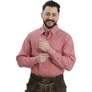 Custom <b>Men's</b> Oktoberfest <b>Shirt</b> <b>Red</b> Checkered 100% Cotton Casual Lederhosen <b>Shirt</b> Turn-down Collar Single Button - Product Image 3