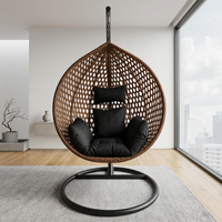 Fauteuil suspendu œuf moderne et personnalisé 2026 pour jardin, terrasse, extérieur, en rotin tressé, éco-responsable, durable, avec coussin imperméable