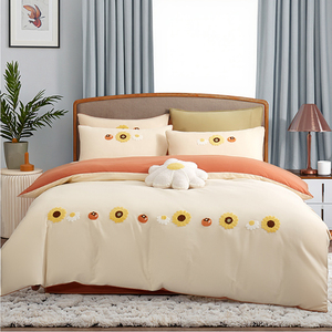 Haute qualité confortable doux fleur motif broderie <span class=keywords><strong>Anti</strong></span>-acariens housse de <span class=keywords><strong>couette</strong></span> ensembles literie pour un usage domestique - Product Image 4