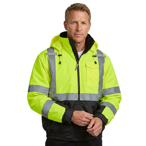 High Visibility Reflective Polyester Safety Vest Anti-Wrinkle Quick Dry Multifunctional Pockets <b>Black</b> Bottom Security Tactical - Product Image 1
